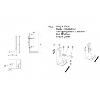 L Foot With M8*25mm+Rubber Pad+Screw 1