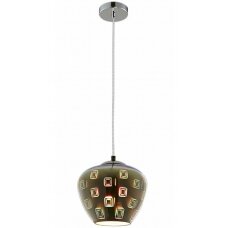 LED Pendant, 3D Glass, D200mm, Chrome Circle