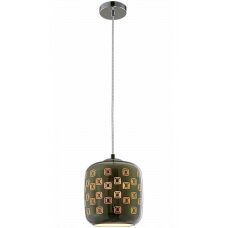 LED Pendant, 3D Glass, D200mm, Cylinder, Chrome Square