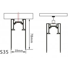 LED Magnetic Track System S35, width 3.5cm, Hanging/Surface, Black, length 1m