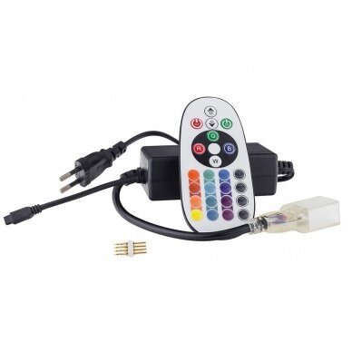 LED Flex Neon RGB Strip Controller, with Remote Console, and 0.5m Power Cable