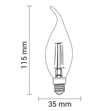 LED Bulb E14 C35 4W, Tip, White Light 1