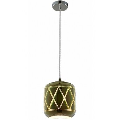 LED Pendant, 3D Glass, D200mm, Chrome Rombus