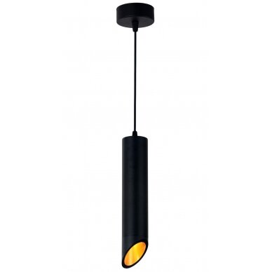 LED Hanging Fixture Fitting, Black Body, Gold Inner, 300mm