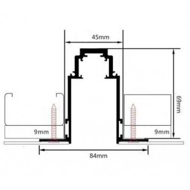 LED Magnetic Track System R35, width 3.5cm, Built-In, White, length 2m 1