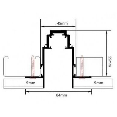 LED Magnetic Track System R35B, width 3.5cm, Built-In, White, length 2m 1