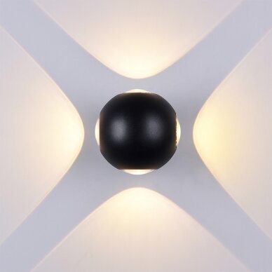 LED Wall Light, Black, Round, 4 LEDs, 4W, Warm Light