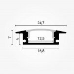 Profile For LED Strip, Built In, Gray, White Cover, 24.5x7mm 2