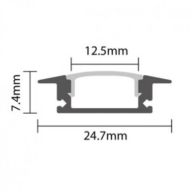 Profile For LED Strip, White, White Cover, 24.5x7mm 2