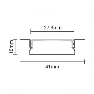 Profile For LED Strip, Black, White Cover, 41x10mm 2