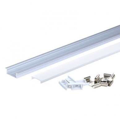 Profile For LED Strip, Built In, Gray, White Cover, 23.5x10x21.5mm 2