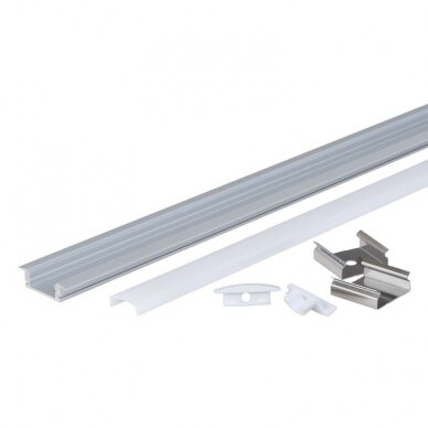 Profile For LED Strip, Built In, Gray, White Cover, 24.5x7mm 1