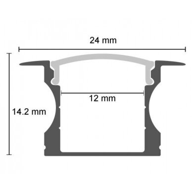 Profile For LED Strip, Silver, White Cover, 17.2x14.3x12.6mm 1