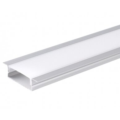 Profile For LED Strip, Silver, White Cover, 41x10mm