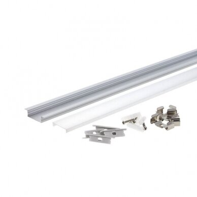 Profile For LED Strip, Silver, White Cover, 41x10mm 1