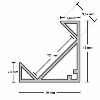 Profile For LED Strip, White, White Cover, 19x19mm 2