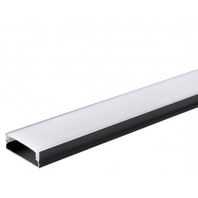 Profilis LED juostai, paviršinis, juodas, baltas dangtelis, 30x10mm