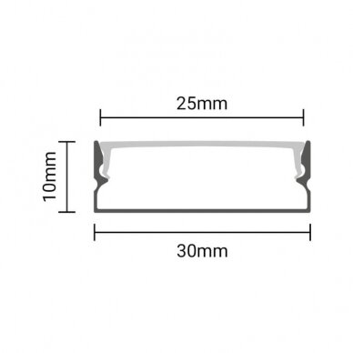 Profile For LED Strip, Black, White Cover, 30x10mm 2