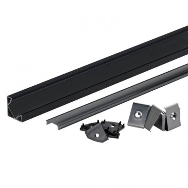 Profile For LED Strip, Black, Black Cover, 19x19mm 2