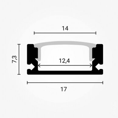 Profile For LED Strip, Gray, White Cover, 17.4x7.15mm 2