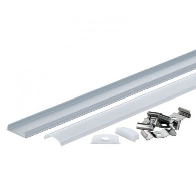 Profile For LED Strip, Gray, White Cover, Bendable 1m, 17.6x4mm 1