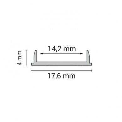 Profilis LED juostai, paviršinis, pilkas, baltas dangtelis, lenkiamas, 17.6x4mm 2