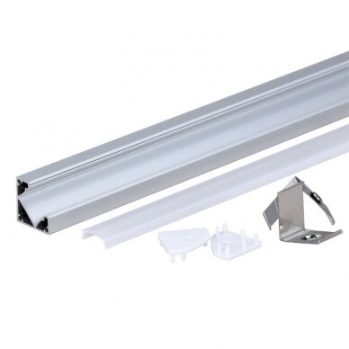 Profile For LED Strip, Gray, White Cover, Angle, 26.5x18.7mm 2