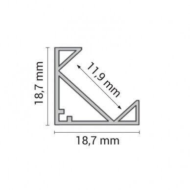 Profile For LED Strip, Gray, White Cover, Angle, 26.5x18.7mm 3