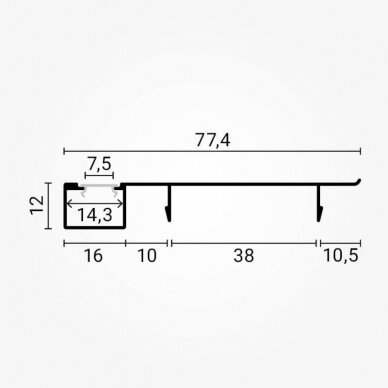 Profile For LED Strip, Black, for Floor 2