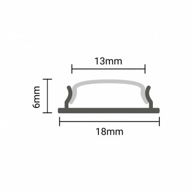 Profile For LED Strip, Silver, White Cover, 18*6mm 2