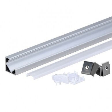 Profile For LED Strip, Silver, White Cover, 19x19mm