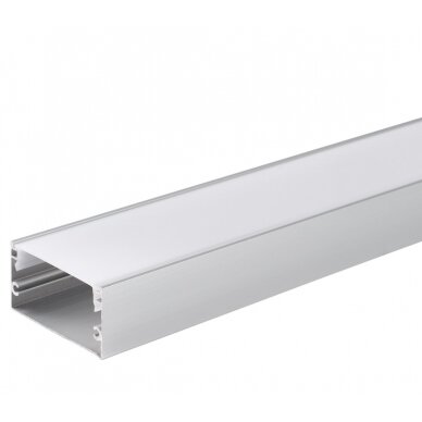 Profile For LED Strip, Silver, White Cover, 40x20mm