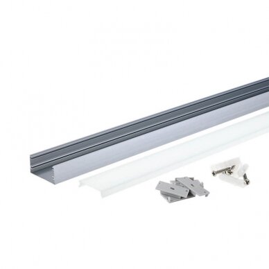 Profile For LED Strip, Silver, White Cover, 40x20mm 1